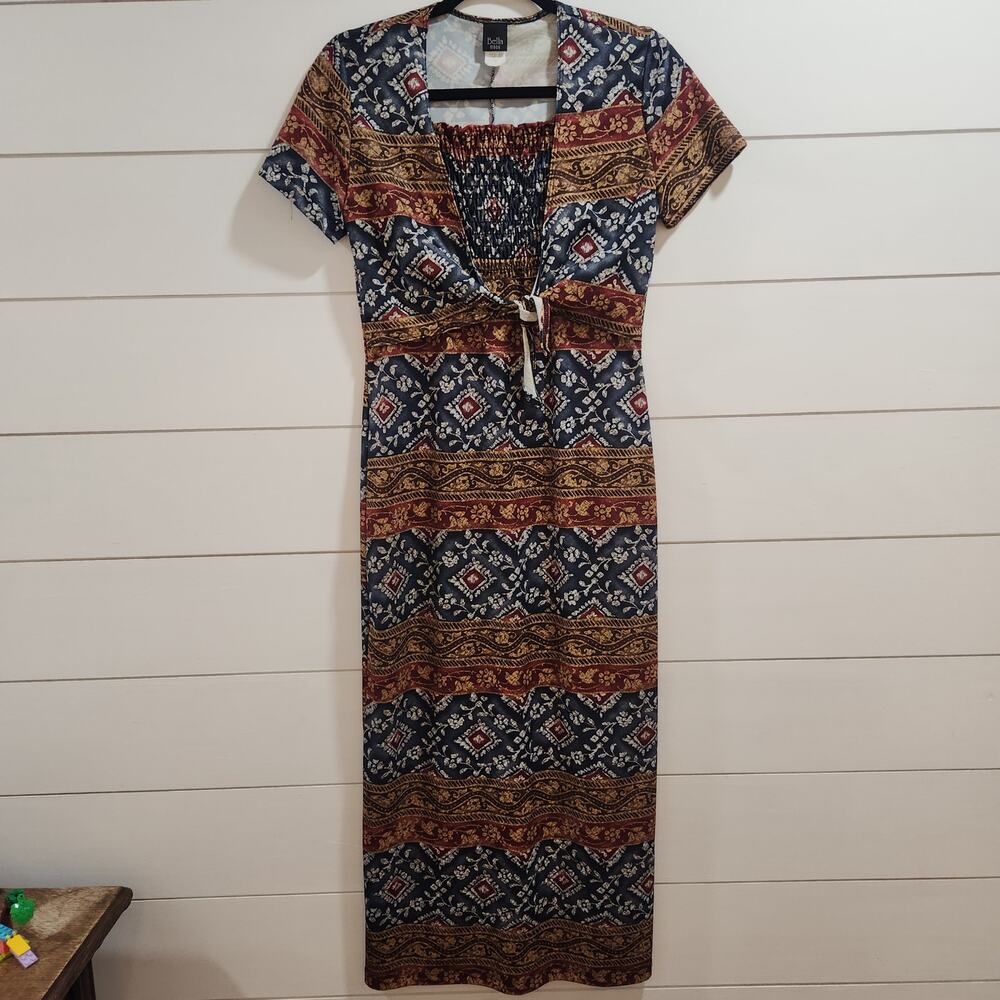 vintage Tribal Boho Floral dress size medium Bella mode USA made